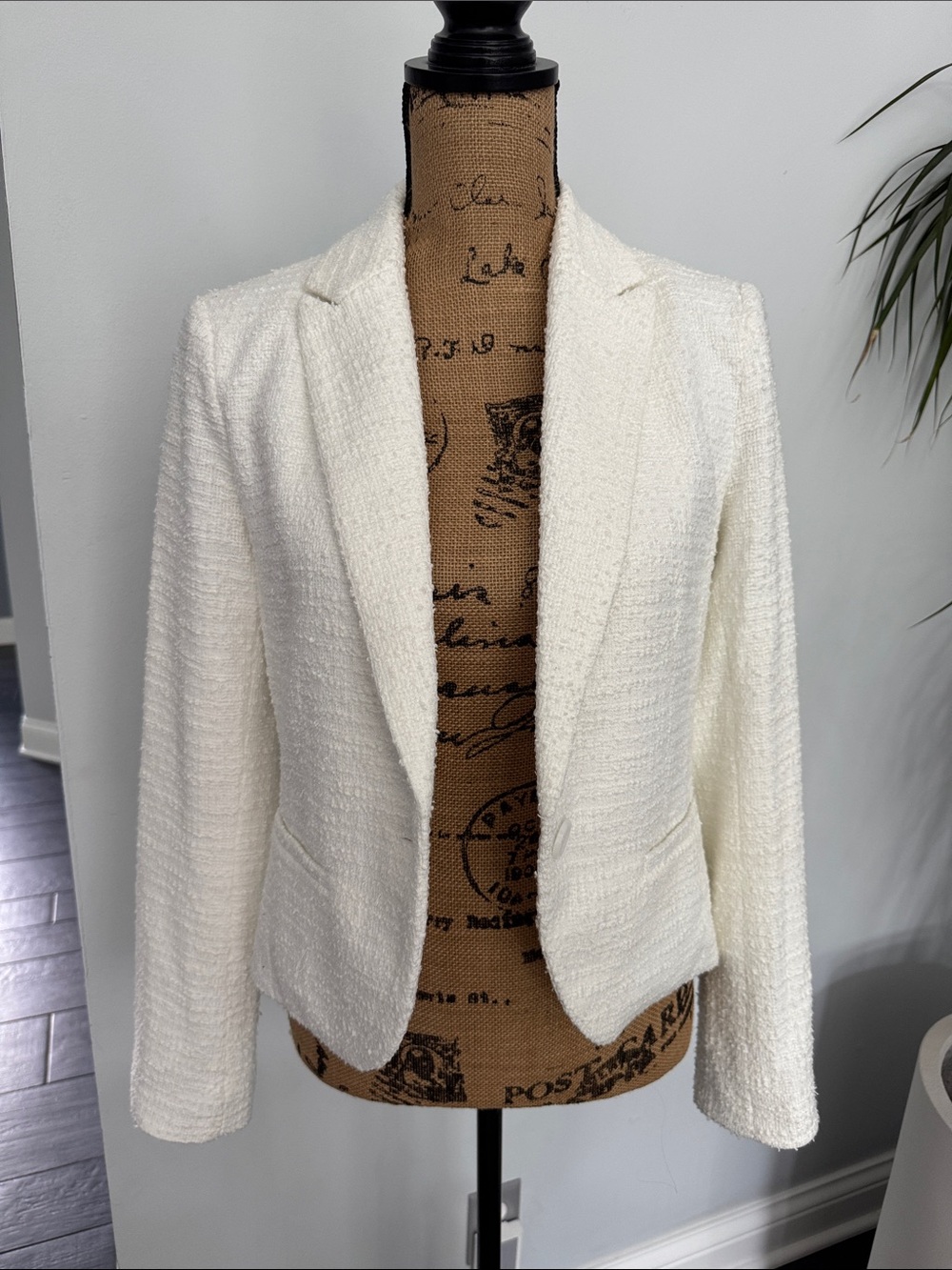 Amanda & Chelsea Ivory Bouclé Open-Front Blazer